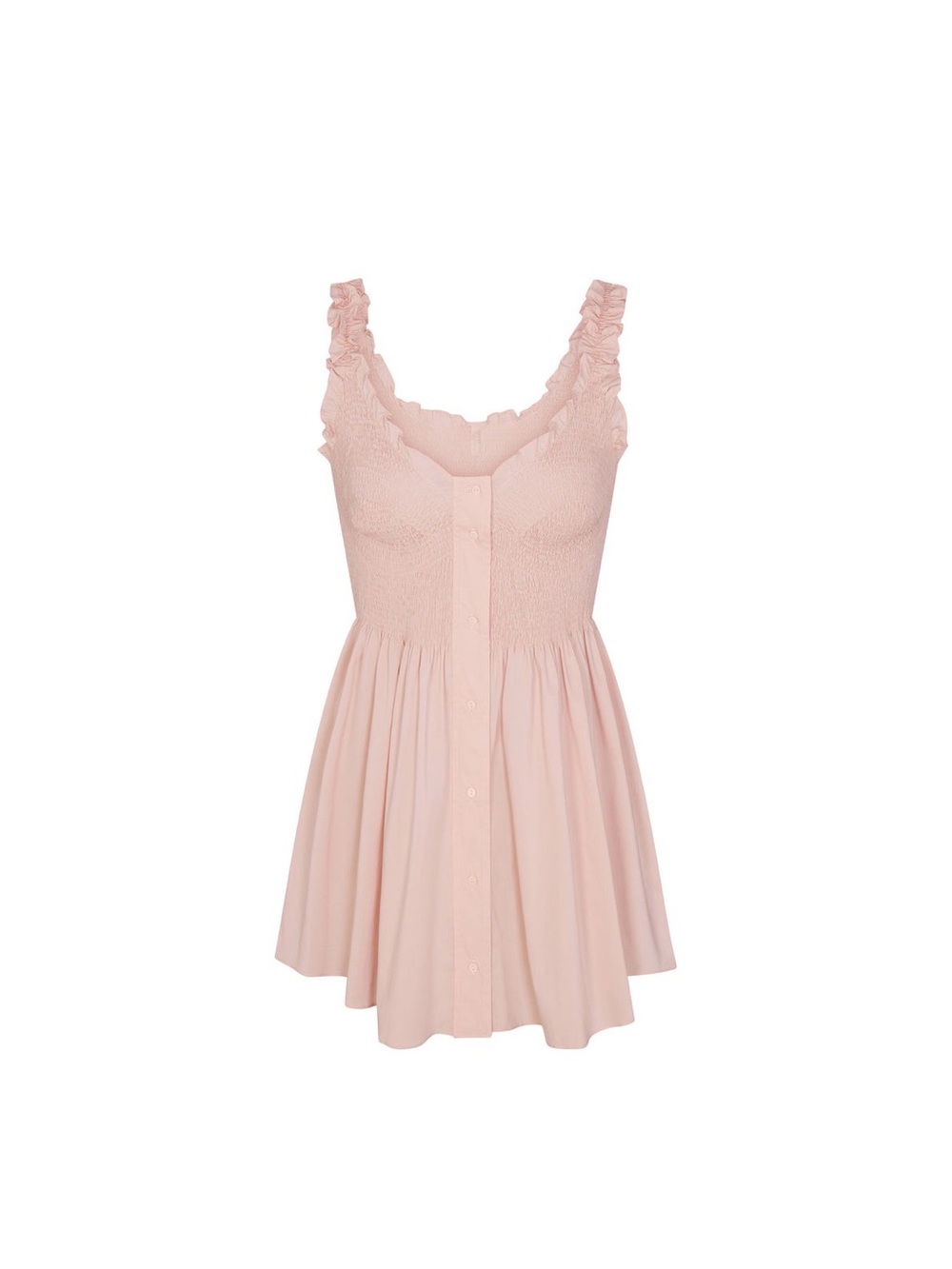 SKIMS Pink Smocked Mini Chemise with Ruffle Straps - Picture 5 of 6